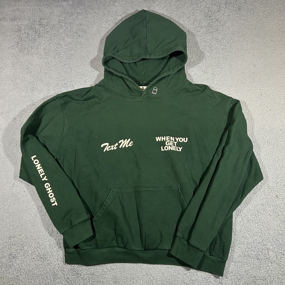 Lonely Ghost Women's XL 'Text Me When You Get Lonely' Green Hoodie Sweater #3604